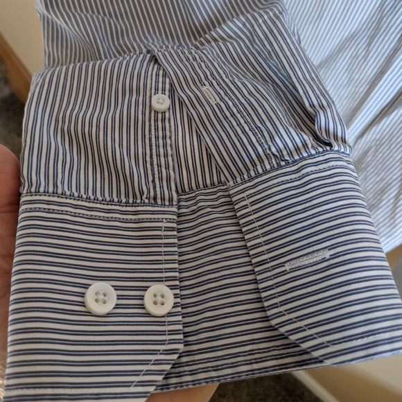 Merona Blue & White Stripe Casual Dress shirt - Picture 4 of 10